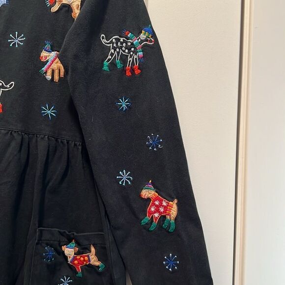 VTG Michael Simon Lite, Maxi Dress With Embroidered Holiday Christmas Do… - Picture 5 of 9